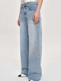 Source Unknown Vêtements-Jean Long A Jambe Droite, Bleu Vintage Clair