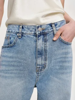 Source Unknown Vêtements-Jean Long A Jambe Droite, Bleu Vintage Clair