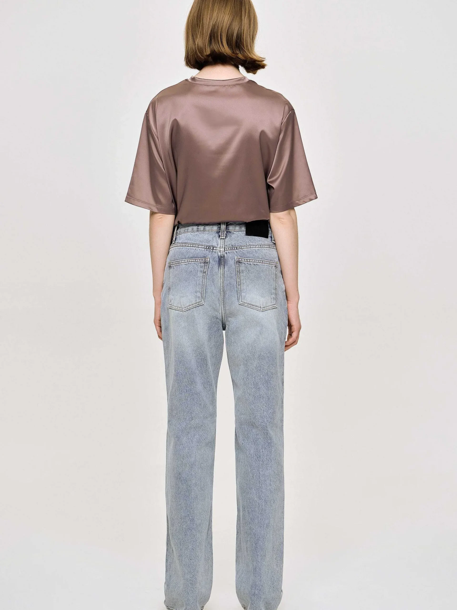 Source Unknown Vêtements-Jean Long Taille Haute, Bleu Cendre
