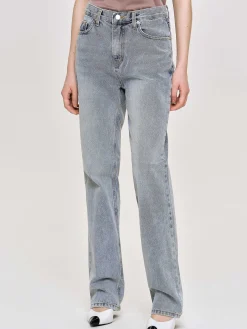 Source Unknown Vêtements-Jean Long Taille Haute, Bleu Cendre