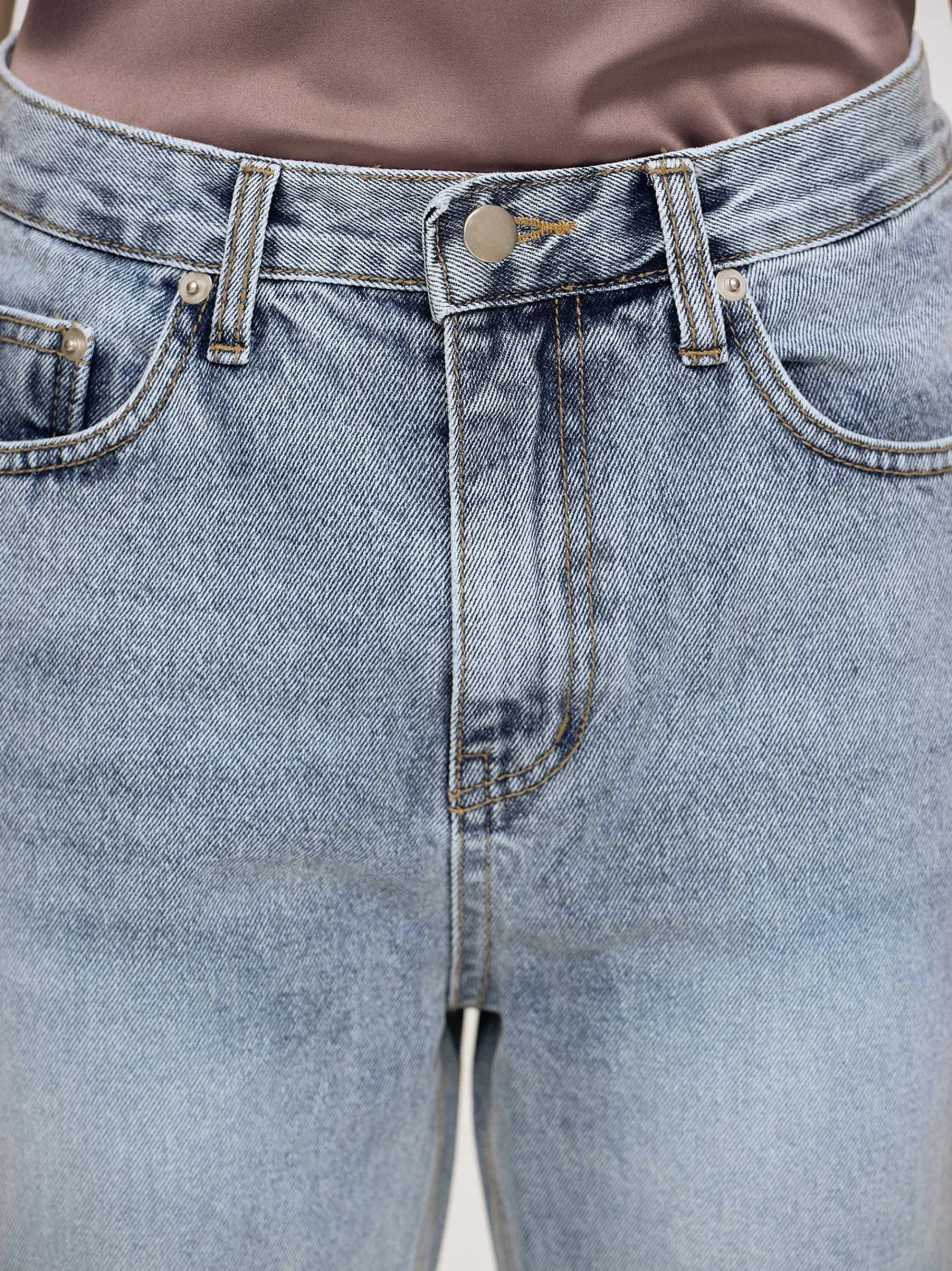 Source Unknown Vêtements-Jean Long Taille Haute, Bleu Cendre