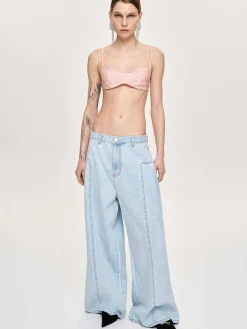 Source Unknown Vêtements-Jean Oversize Double Face, Bleu Clair