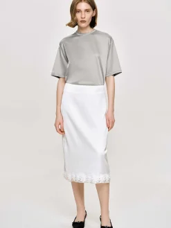 Source Unknown Vêtements-Jupe En Satin Applique, Blanc