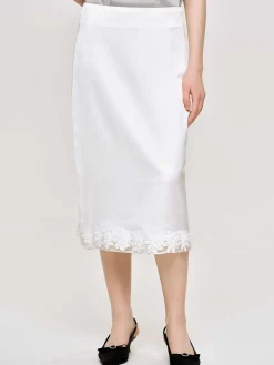 Source Unknown Bas-Jupe En Satin Applique, Blanc