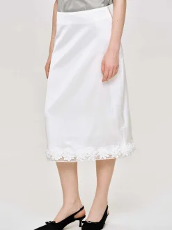 Source Unknown Bas-Jupe En Satin Applique, Blanc