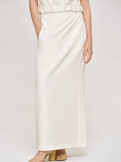 Source Unknown Vêtements-Jupe Fluide Taille Haute, Ivoire