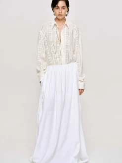 Source Unknown Vêtements-Jupe Longue En Lin Dhanila, Blanc Optique