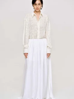 Source Unknown Vêtements-Jupe Longue En Lin Dhanila, Blanc Optique