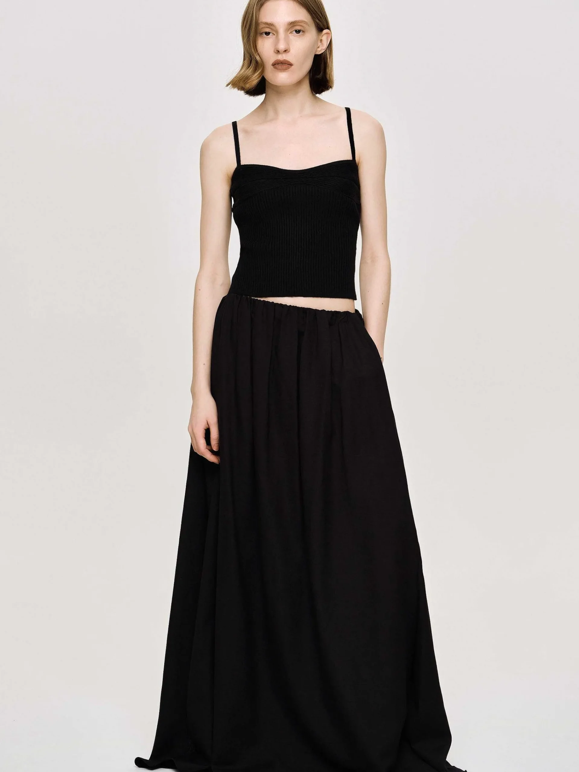 Source Unknown Vêtements-Jupe Longue En Lin Dhanila, Noir