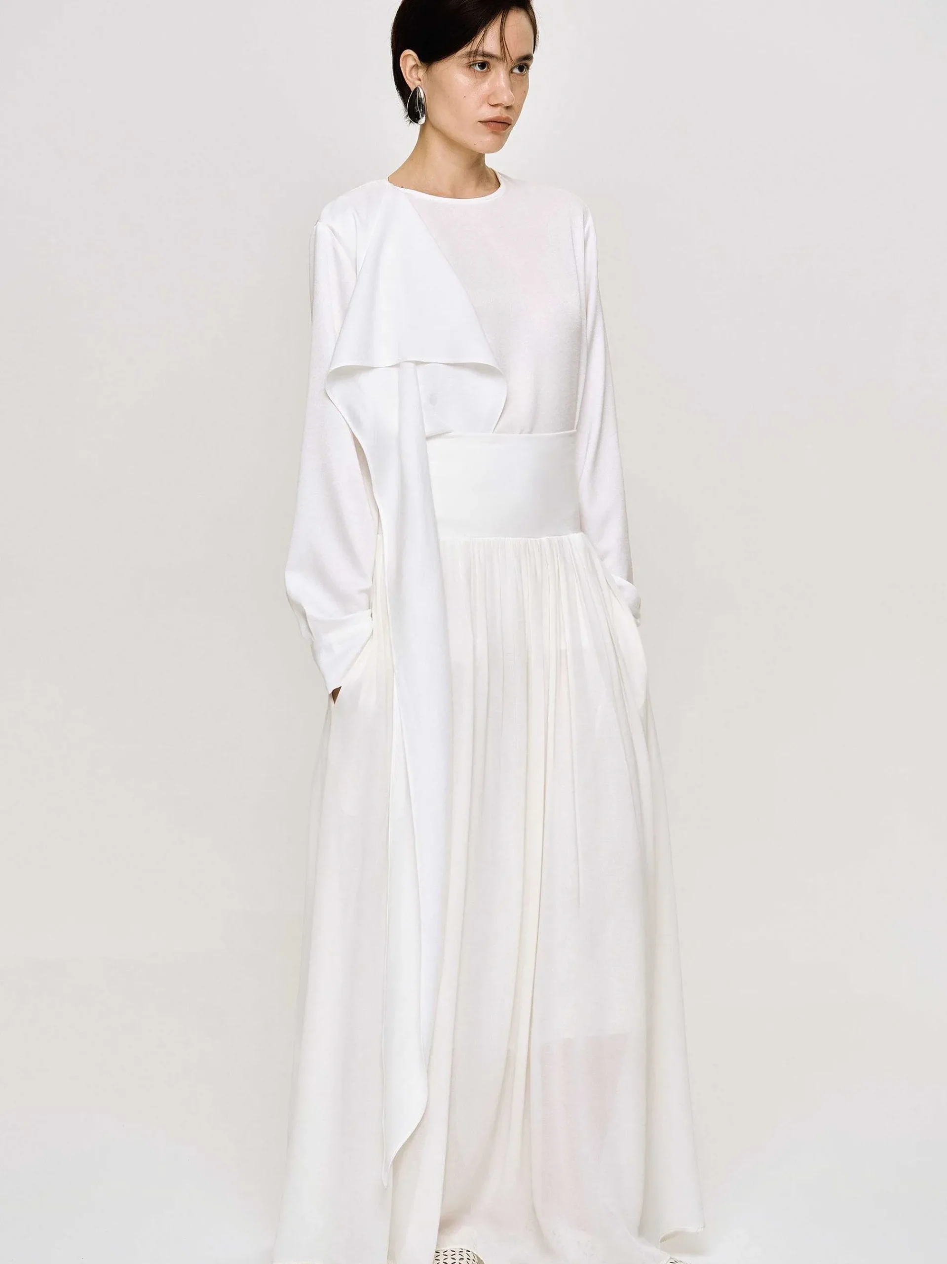 Source Unknown Vêtements-Jupe Longue Taille Basse Ocelia, Blanc