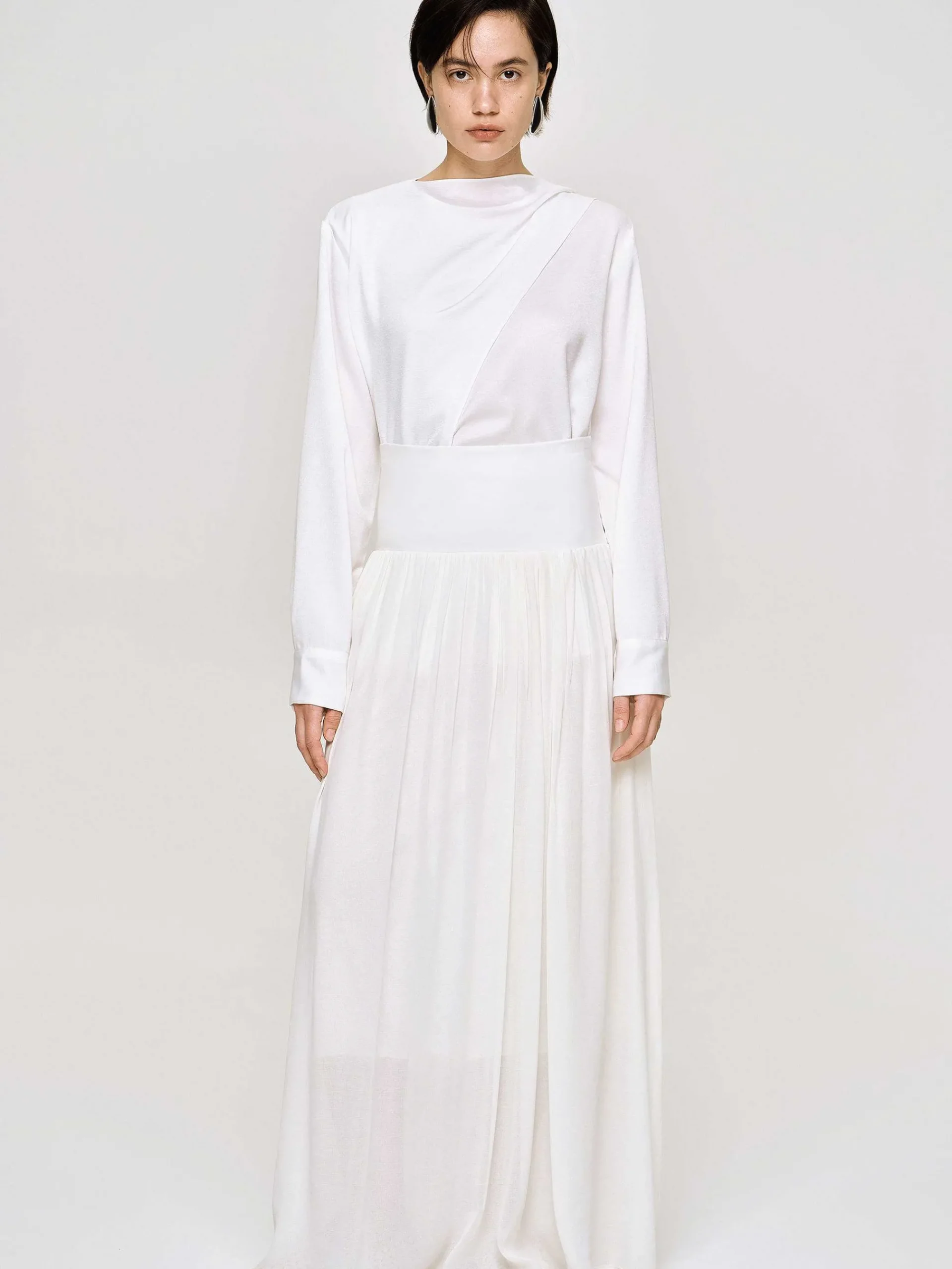Source Unknown Vêtements-Jupe Longue Taille Basse Ocelia, Blanc