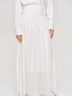 Source Unknown Vêtements-Jupe Longue Taille Basse Ocelia, Blanc