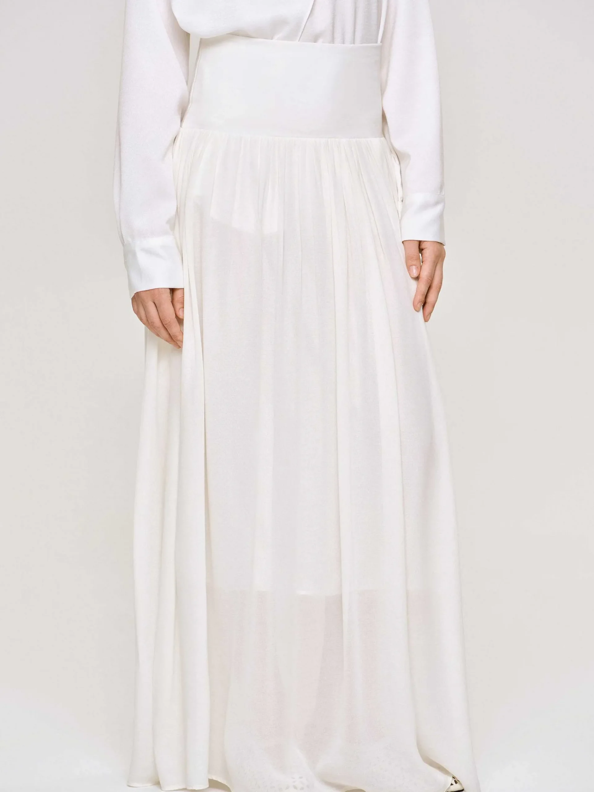Source Unknown Vêtements-Jupe Longue Taille Basse Ocelia, Blanc