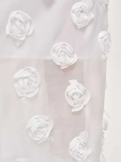 Source Unknown Bas-Jupe Mi-Longue A Appliques Roses, Blanc