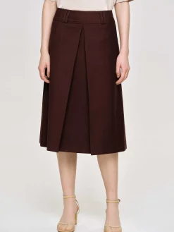 Source Unknown Vêtements-Jupe Mi-Longue Plissee, Cerise Noire