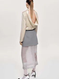 Source Unknown Bas-Jupe Mi-Longue Transparente, Gris Taupe