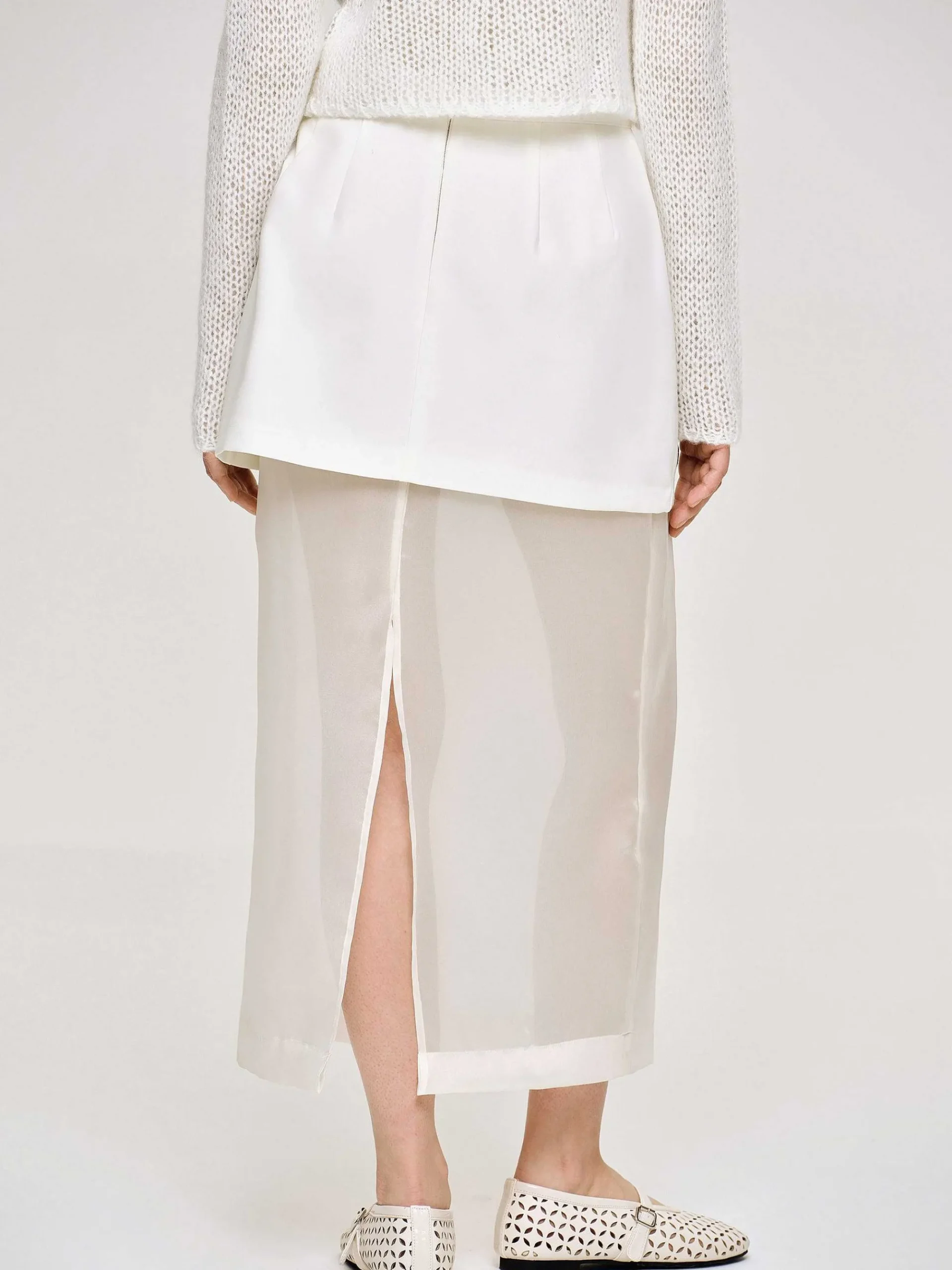 Source Unknown Vêtements-Jupe Mi-Longue Transparente, Blanc