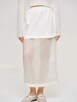 Source Unknown Vêtements-Jupe Mi-Longue Transparente, Blanc