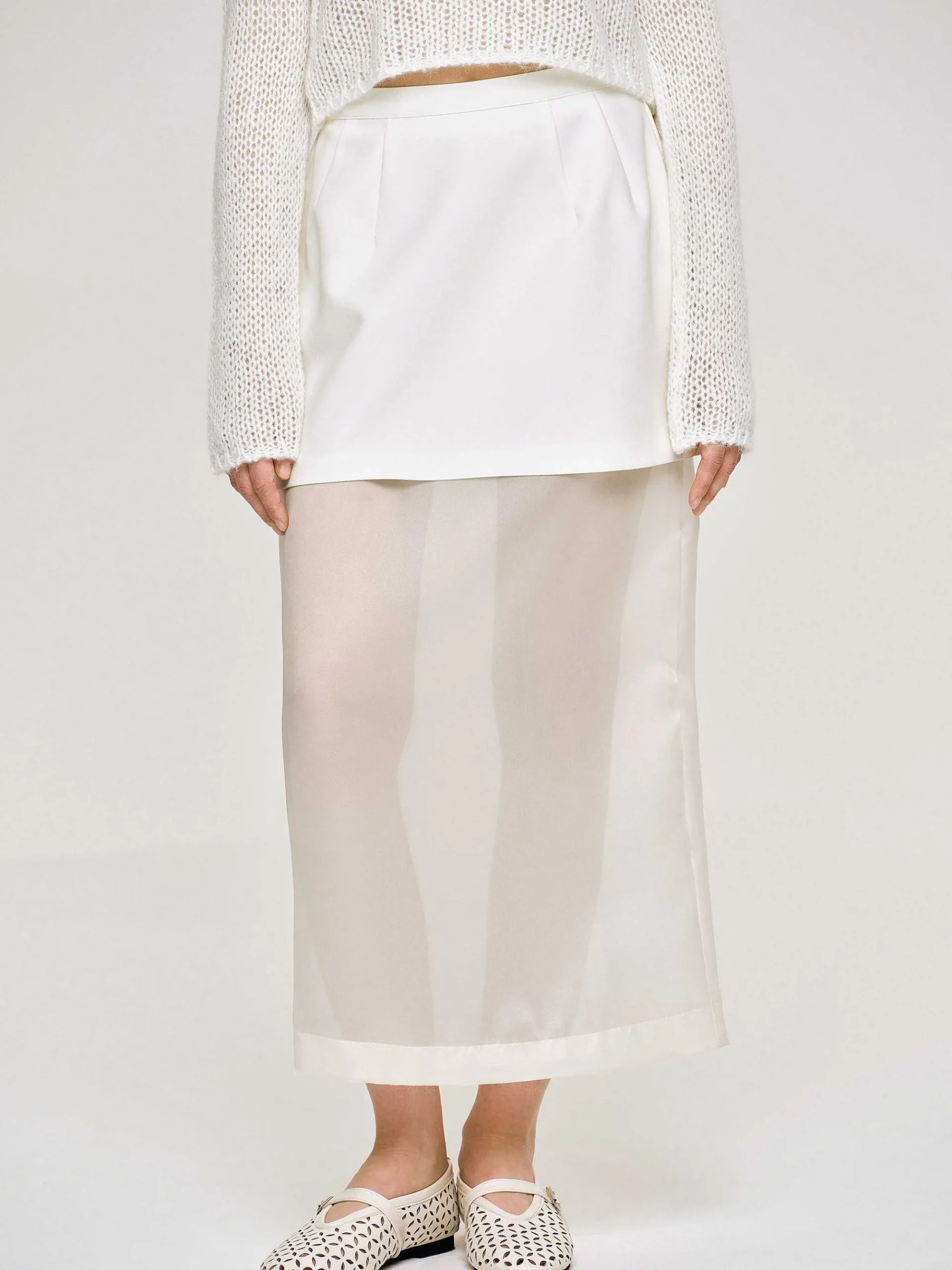Source Unknown Vêtements-Jupe Mi-Longue Transparente, Blanc