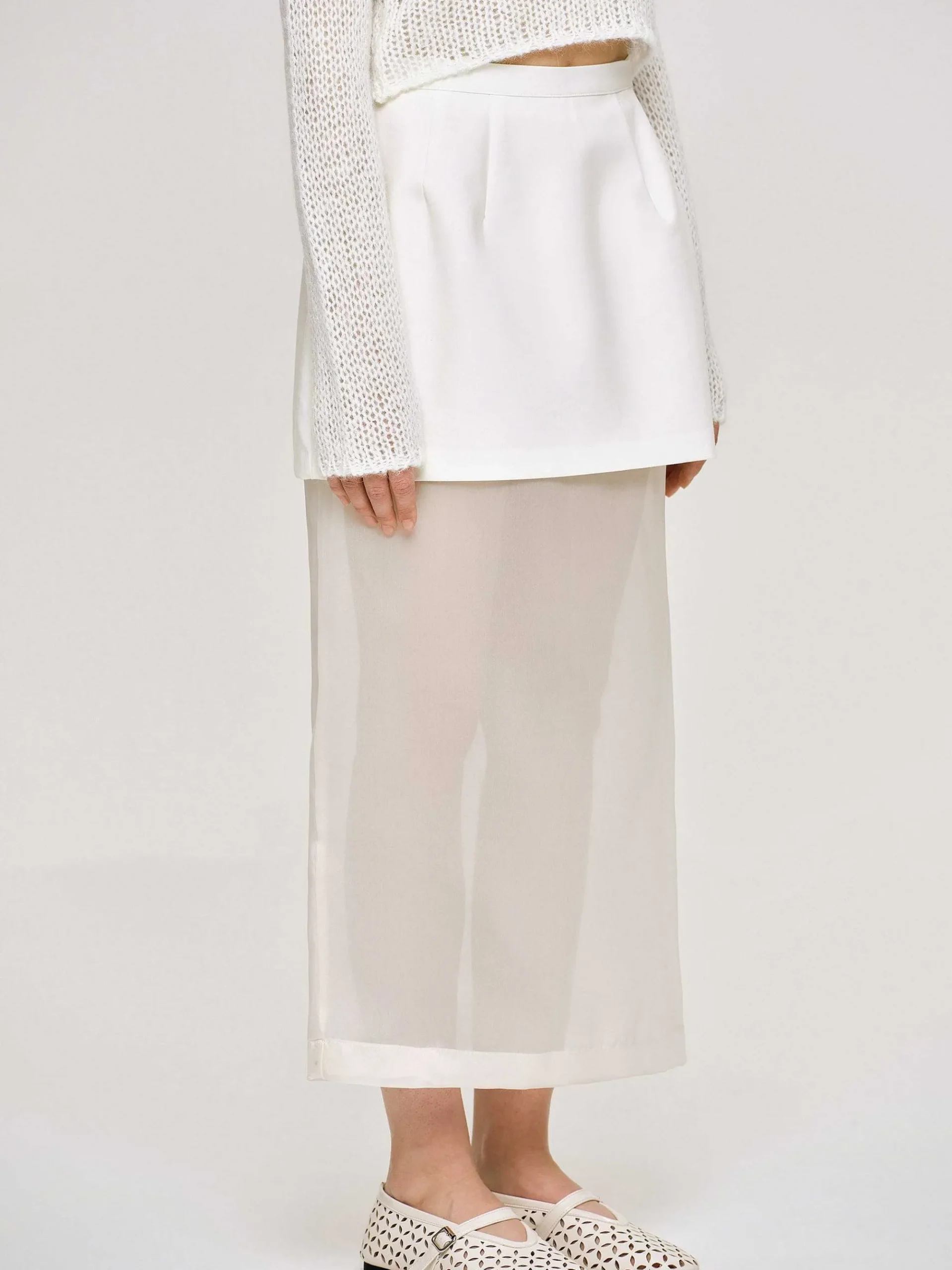 Source Unknown Vêtements-Jupe Mi-Longue Transparente, Blanc