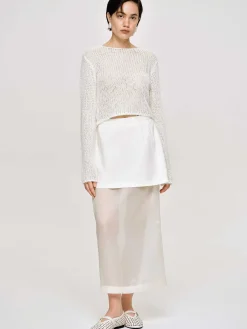 Source Unknown Vêtements-Jupe Mi-Longue Transparente, Blanc