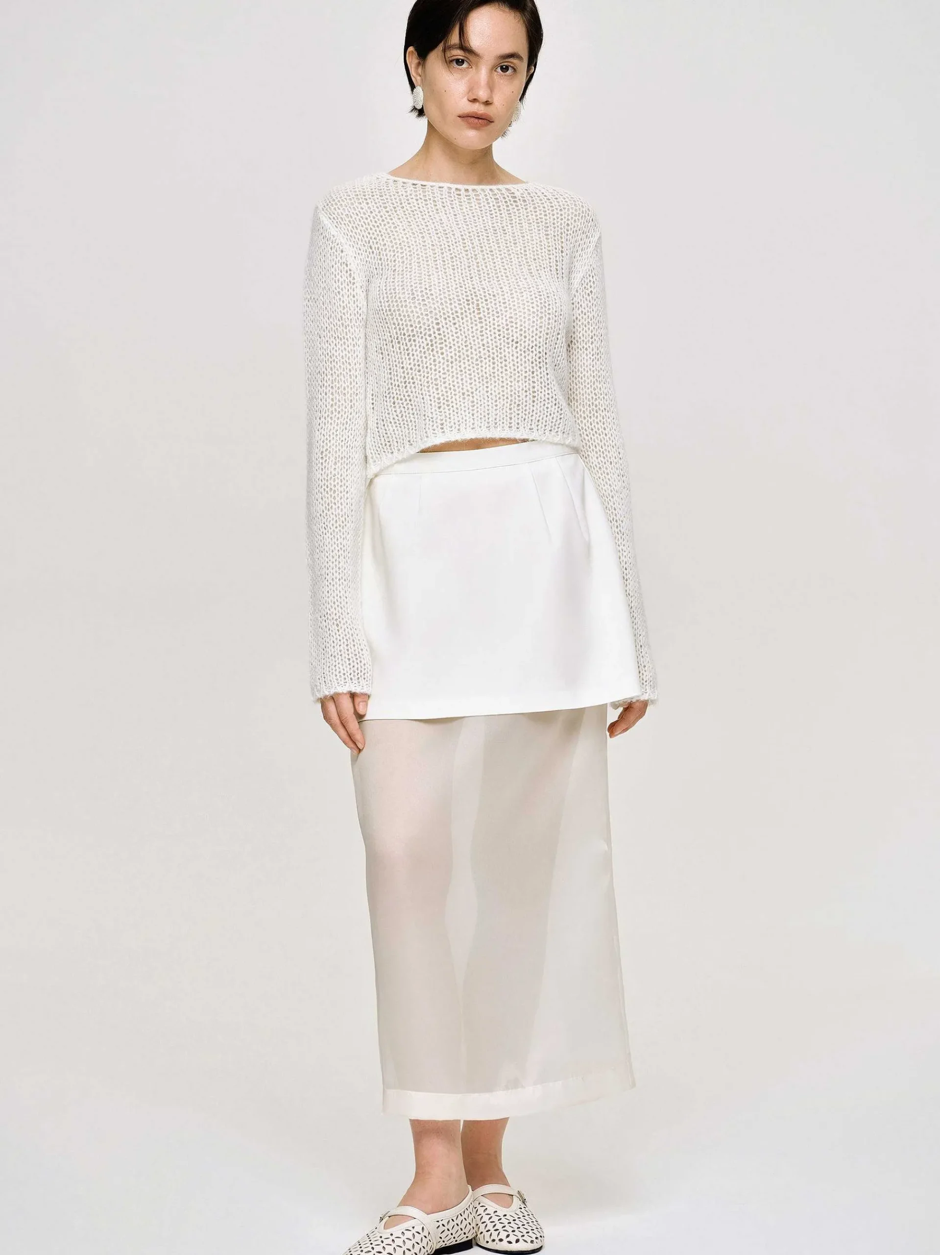 Source Unknown Vêtements-Jupe Mi-Longue Transparente, Blanc