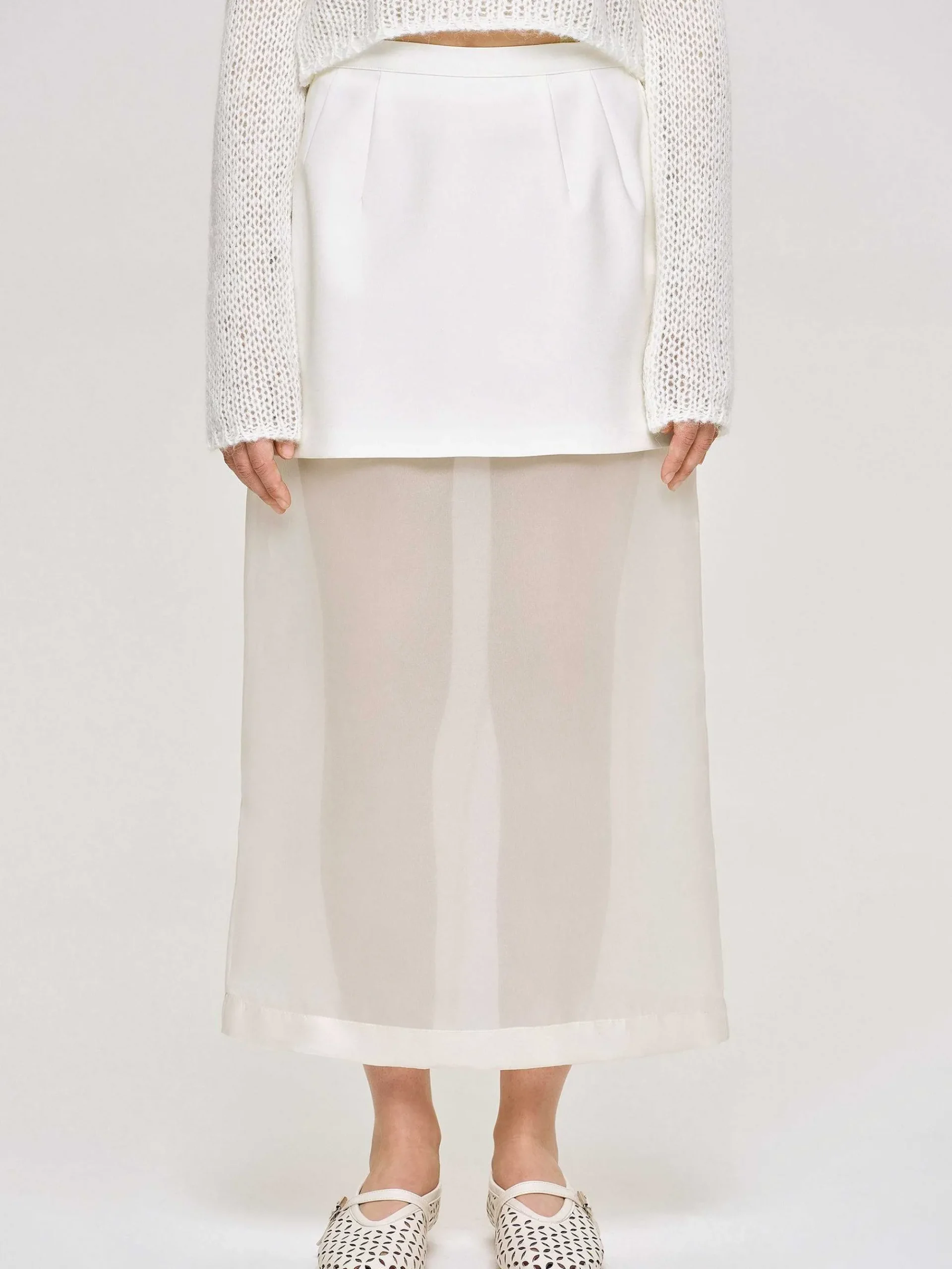 Source Unknown Vêtements-Jupe Mi-Longue Transparente, Blanc