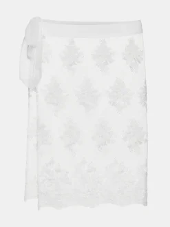 Source Unknown Bas-Jupe Portefeuille A Applique Floral, Blanc