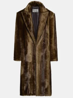 Source Unknown Vêtements D'Exterieur-Manteau Grand-Pere Surdimensionne En Fourrure Wallis, Expresso