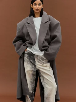 Source Unknown Vêtements-Manteau Grand-Pere Surdimensionne Wallis, Gris