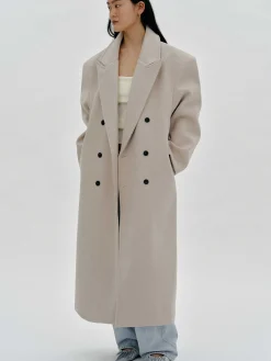 Source Unknown Vêtements D'Exterieur-Manteau Grand-Pere Surdimensionne Wallis, Beige