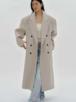 Source Unknown Vêtements D'Exterieur-Manteau Grand-Pere Surdimensionne Wallis, Beige