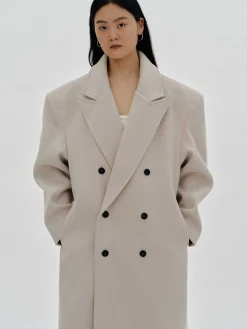 Source Unknown Vêtements D'Exterieur-Manteau Grand-Pere Surdimensionne Wallis, Beige