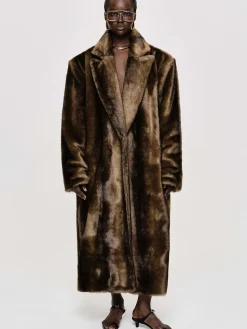 Source Unknown Vêtements-Manteau Grand-Pere Surdimensionne En Fourrure Wallis, Expresso