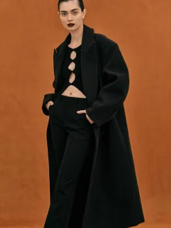 Source Unknown Vêtements D'Exterieur-Manteau Grand-Pere Surdimensionne Wallis, Noir