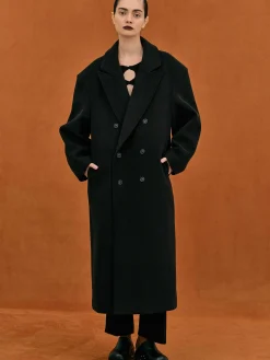 Source Unknown Vêtements D'Exterieur-Manteau Grand-Pere Surdimensionne Wallis, Noir