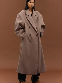 Source Unknown Vêtements D'Exterieur-Manteau Grand-Pere Surdimensionne Wallis, Latte