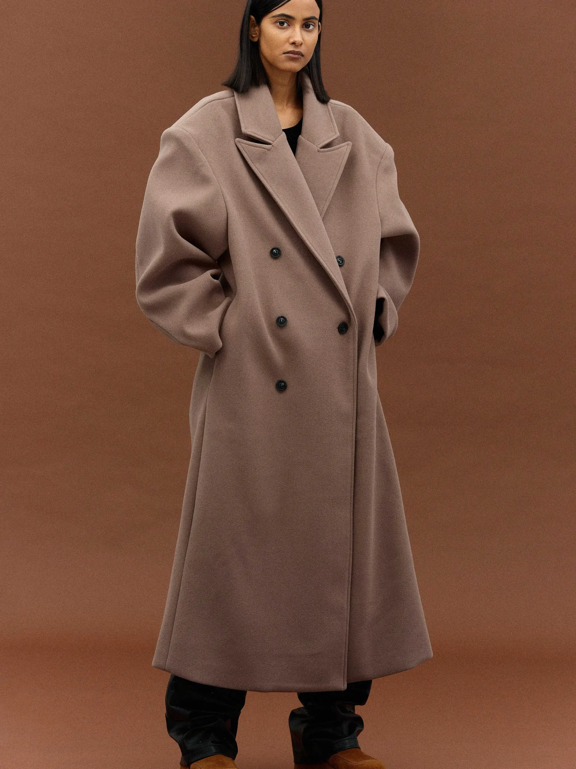 Source Unknown Vêtements-Manteau Grand-Pere Surdimensionne Wallis, Latte