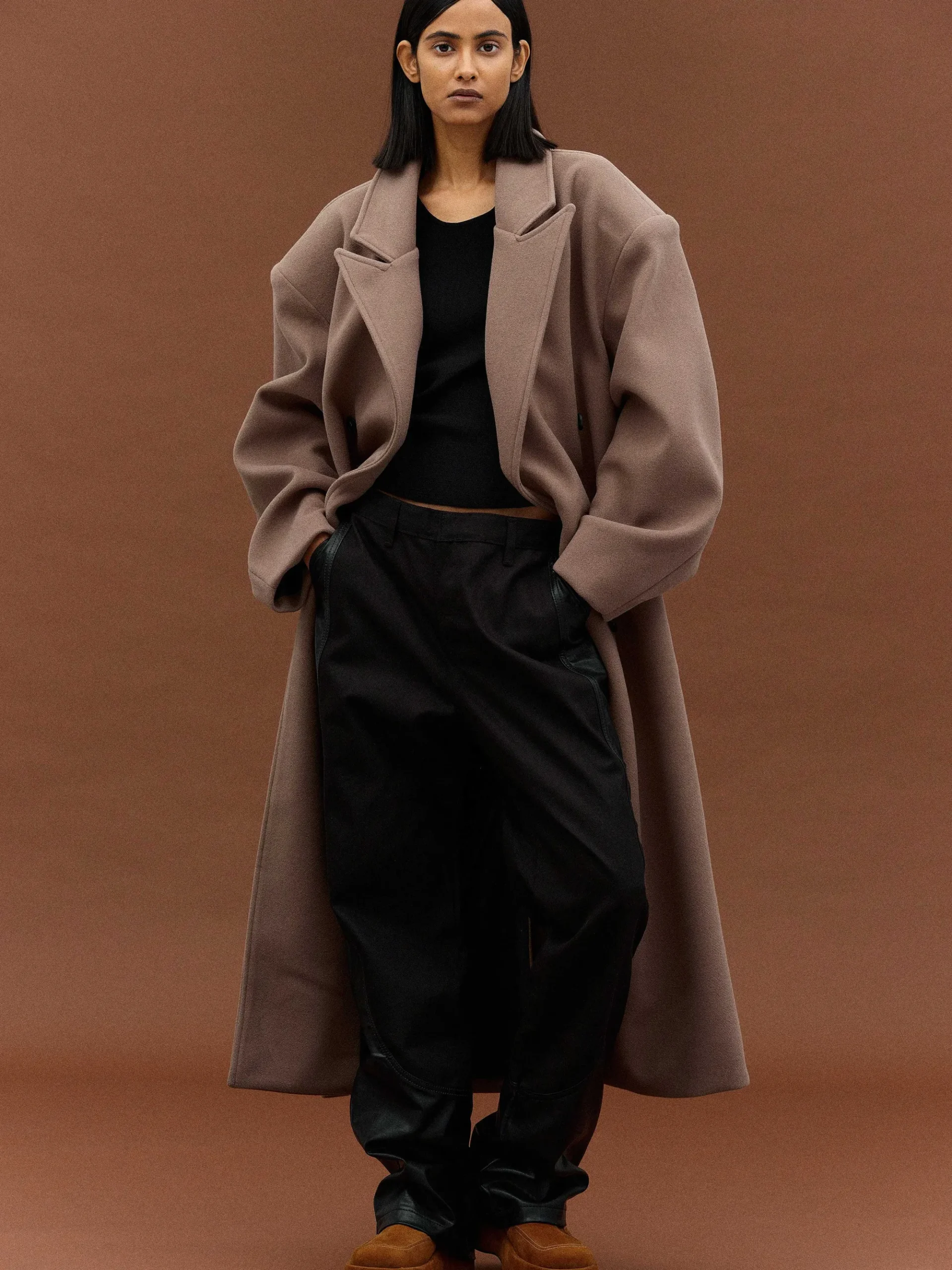 Source Unknown Vêtements-Manteau Grand-Pere Surdimensionne Wallis, Latte