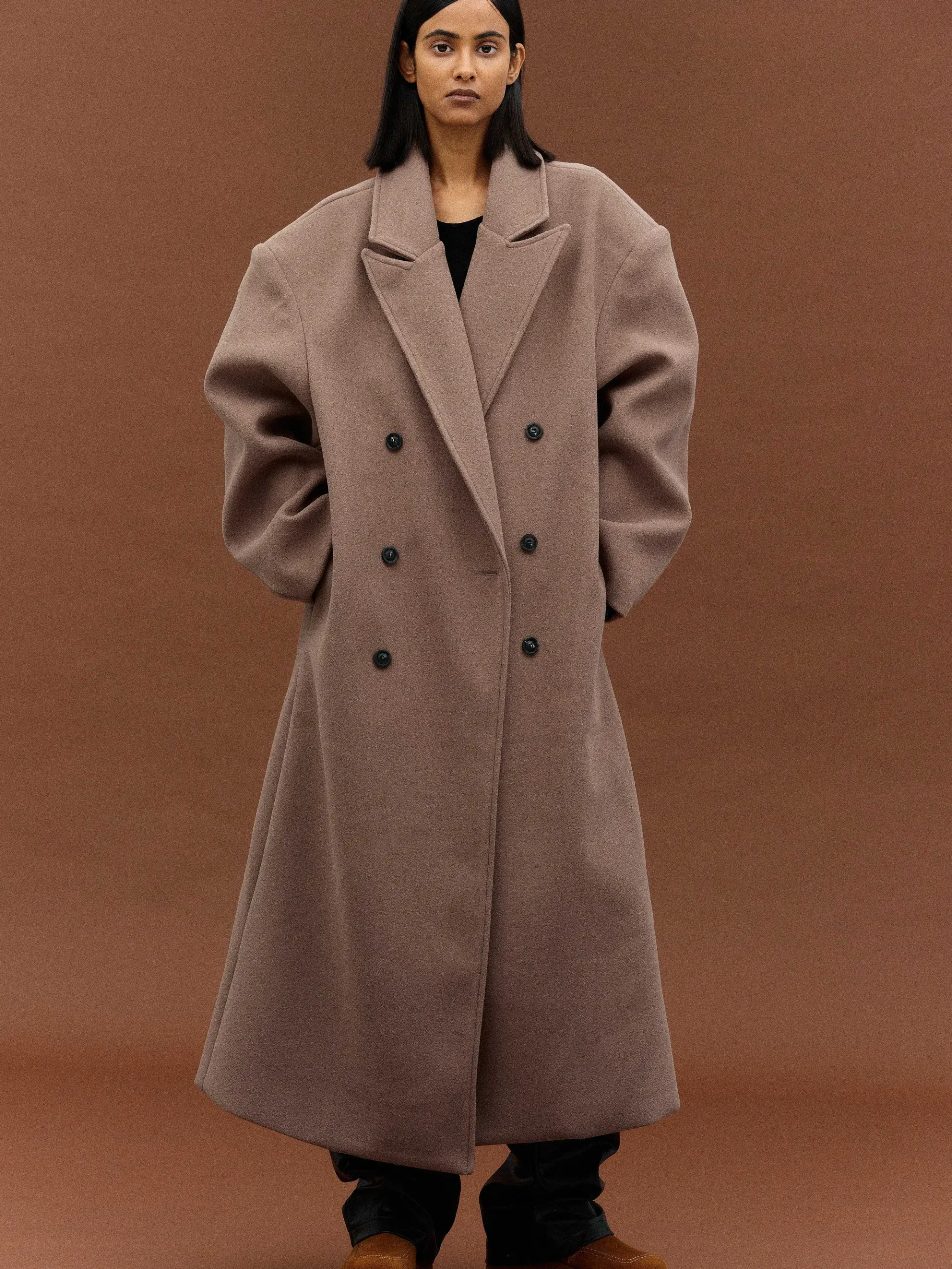 Source Unknown Vêtements-Manteau Grand-Pere Surdimensionne Wallis, Latte
