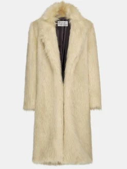 Source Unknown Vêtements D'Exterieur-Manteau Grand-Pere Surdimensionne En Fourrure Wallis, Creme Toscane