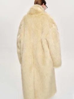 Source Unknown Vêtements D'Exterieur-Manteau Grand-Pere Surdimensionne En Fourrure Wallis, Creme Toscane