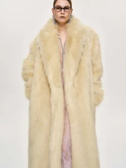 Source Unknown Vêtements-Manteau Grand-Pere Surdimensionne En Fourrure Wallis, Creme Toscane