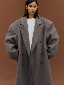 Source Unknown Vêtements D'Exterieur-Manteau Grand-Pere Surdimensionne Wallis, Gris