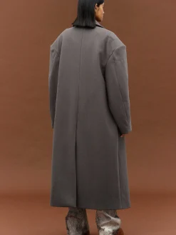 Source Unknown Vêtements D'Exterieur-Manteau Grand-Pere Surdimensionne Wallis, Gris