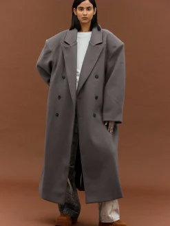 Source Unknown Vêtements D'Exterieur-Manteau Grand-Pere Surdimensionne Wallis, Gris