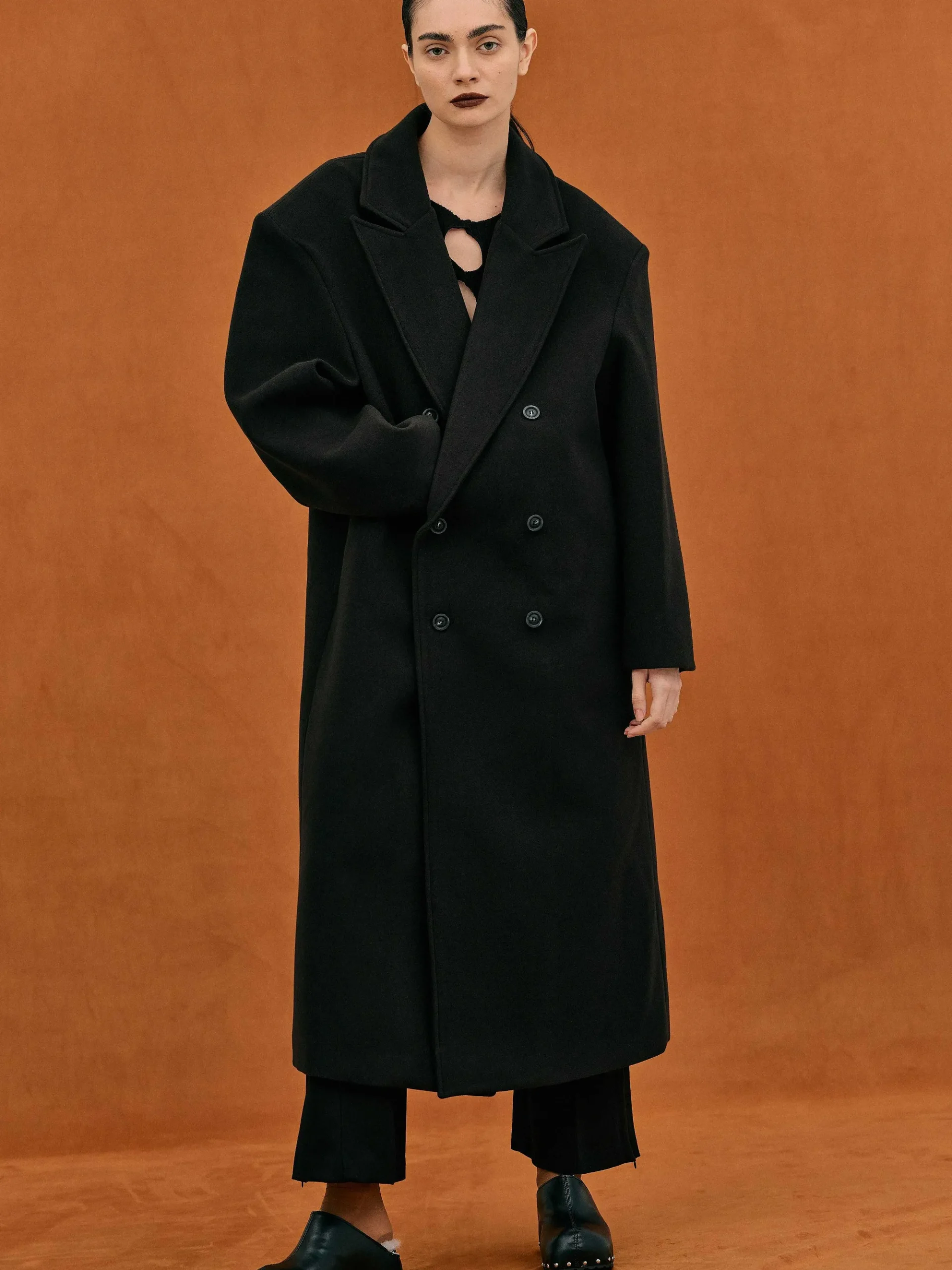 Source Unknown Vêtements-Manteau Grand-Pere Surdimensionne Wallis, Noir