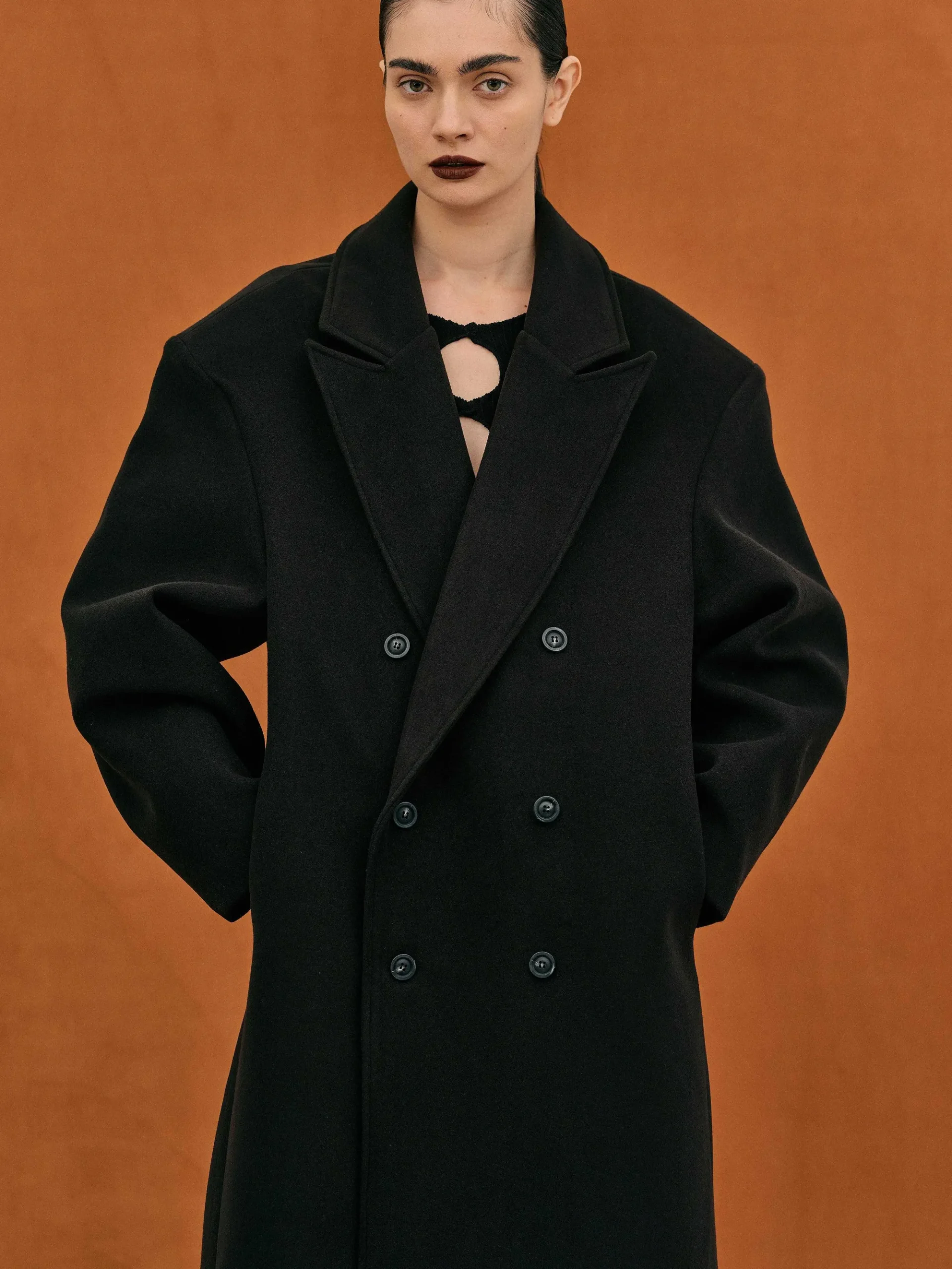 Source Unknown Vêtements-Manteau Grand-Pere Surdimensionne Wallis, Noir
