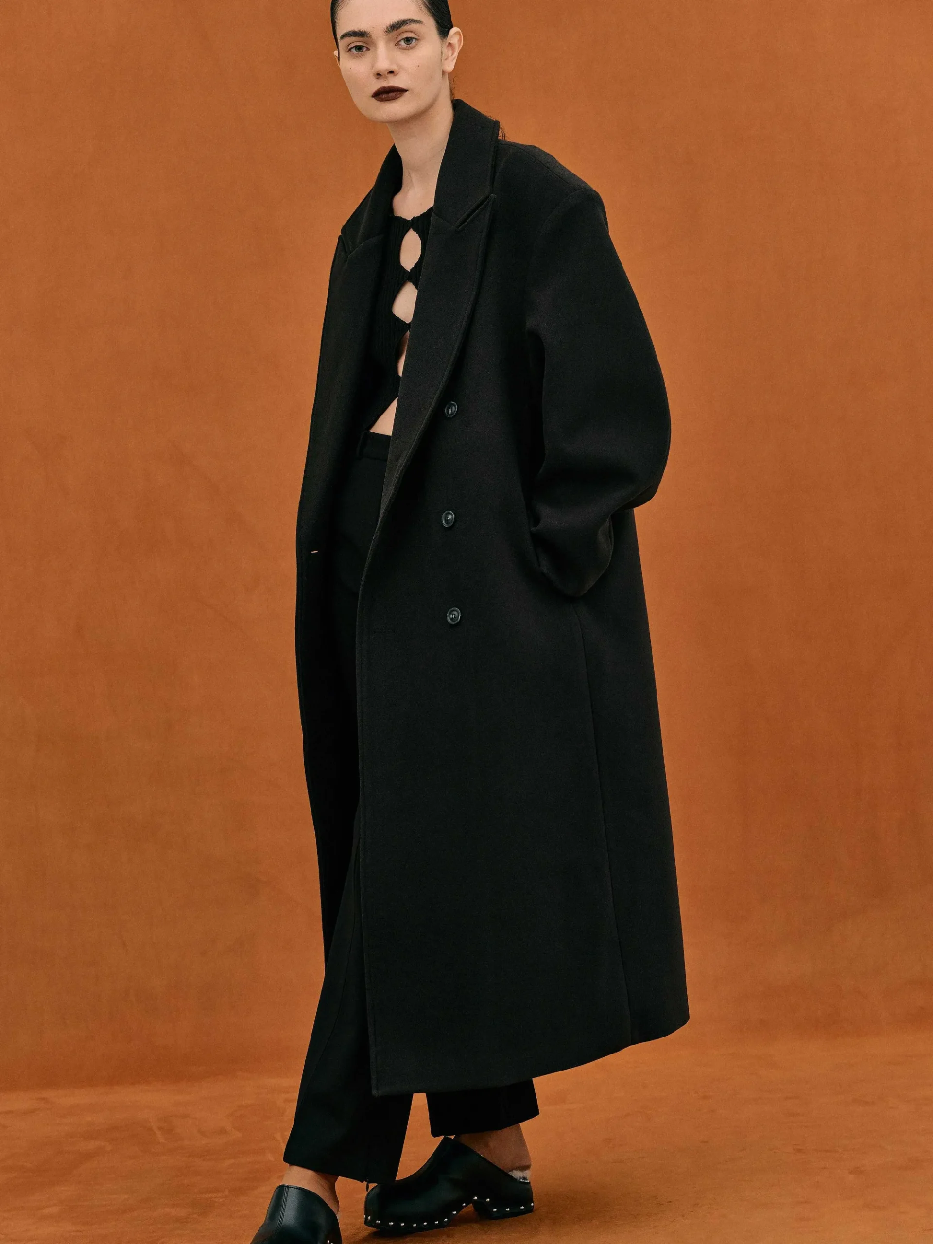 Source Unknown Vêtements-Manteau Grand-Pere Surdimensionne Wallis, Noir
