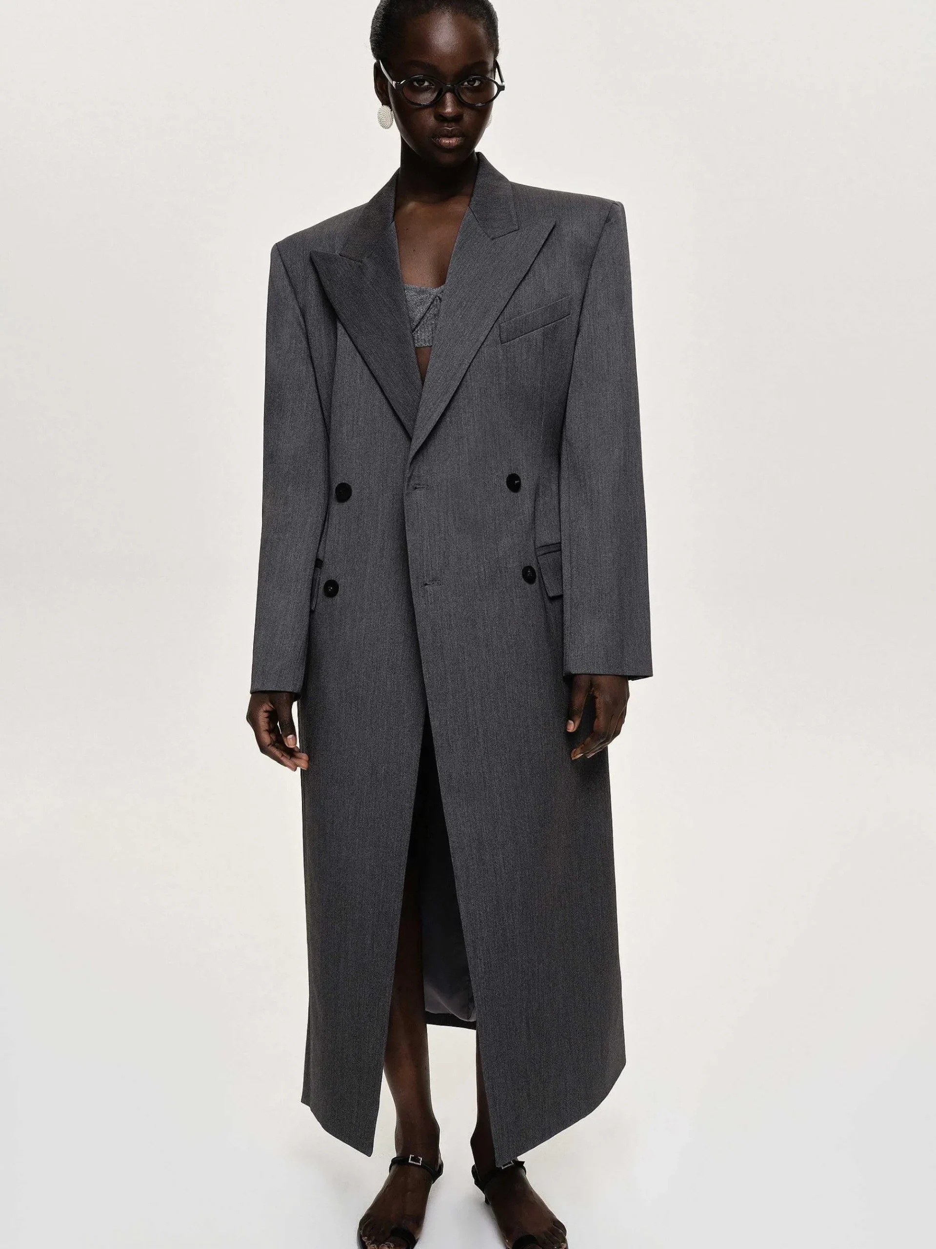 Source Unknown Vêtements D'Exterieur-Manteau Long Sablier Delphina, Anthracite